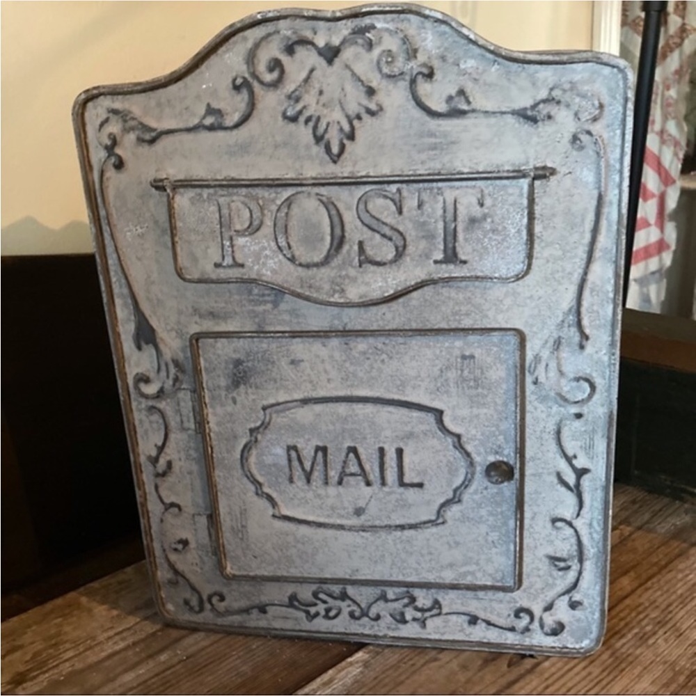NEW gray metal retro wall mount mail box